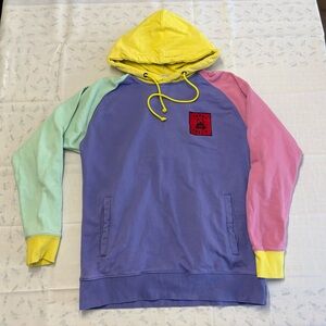Teddy Fresh Colorblock Pastel Hoodie with Yellow Hood and Drawstrings